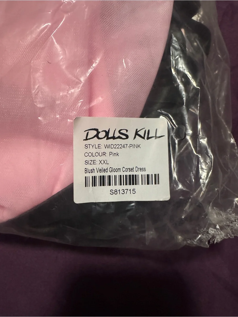 Dolls Kill Black and Pink Satin Lace-Up Babydoll Chemise - Picture 7 of 8